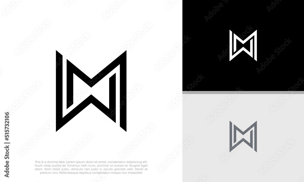 Initials M. WM logo design. Initial Letter Logo. Initials M. WM logo design. Initial Letter Logo.