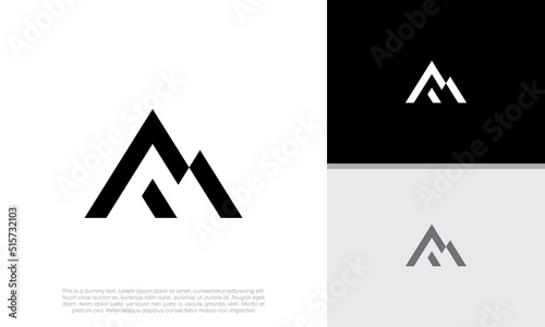 Initials M logo design. Initial Letter Logo.	Mountain logo. photo