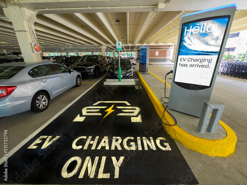 EV charging station at local supermarket