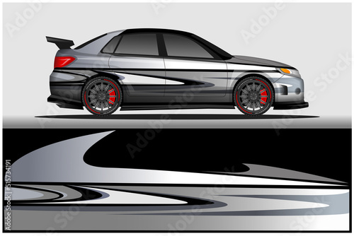 Car livery wrap decal, rally race style vector illustration abstract background