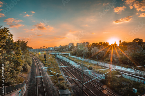 Photography Sonnenuntergang Berlin Gesundbrunnen - Gleisanlage S-Bahn