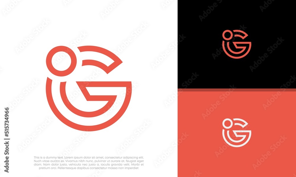 Initials G logo design. Initial Letter Logo.	