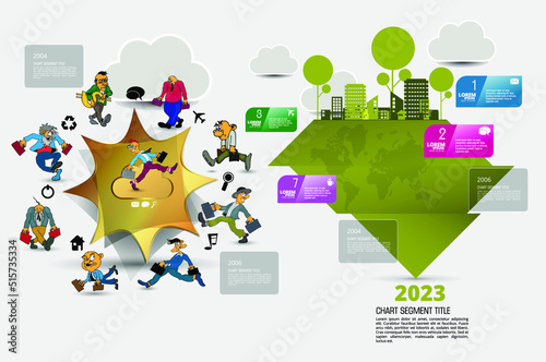 Vector illustration of infographic urban landscape. Smart city with futuristic elements