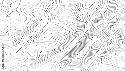 Topographic map with lines on a white background. Geographic map concept. Vector illustration
