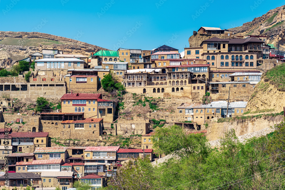 houses of different times in the ancient mountain village of Chokh in Dagestan