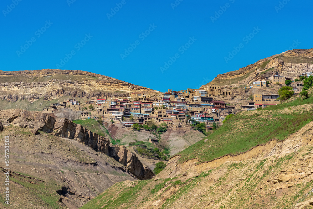 ancient mountain village Chokh on the edge of the canyon in Dagestan