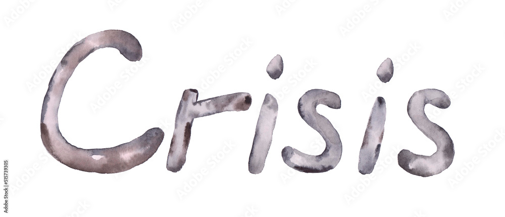 Financial crisis, watercolor illustration on white background Financial crisis, watercolor illustration on white background