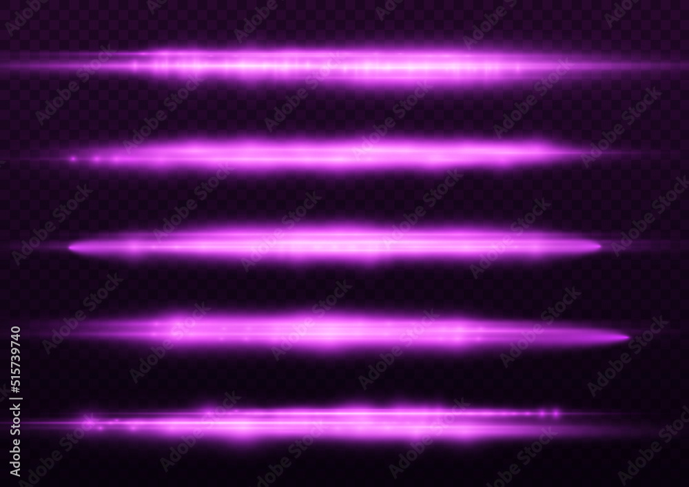 Violet light rays, flash purple horizontal line