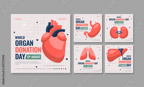 World organ donation day social media post. Social media template. Trendy editable social media template