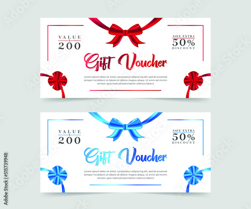 Elegant style set of gift voucher template, shop invitation card or modern coupon promotional template card