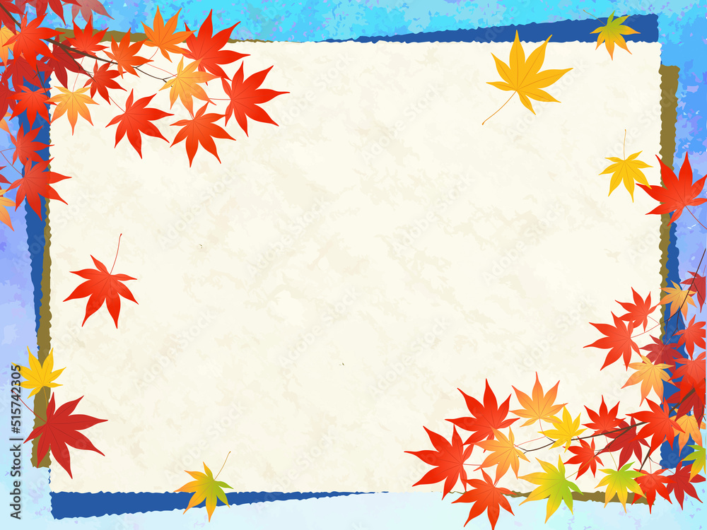 紅葉と和紙の背景フレーム_ベクターイラスト 紅葉と和紙の背景フレーム_ベクターイラスト