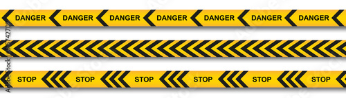  Warning and danger crossed tapes isolated. Police and crime lines. Caution tape. Seamless barrier tape. Vector illustration