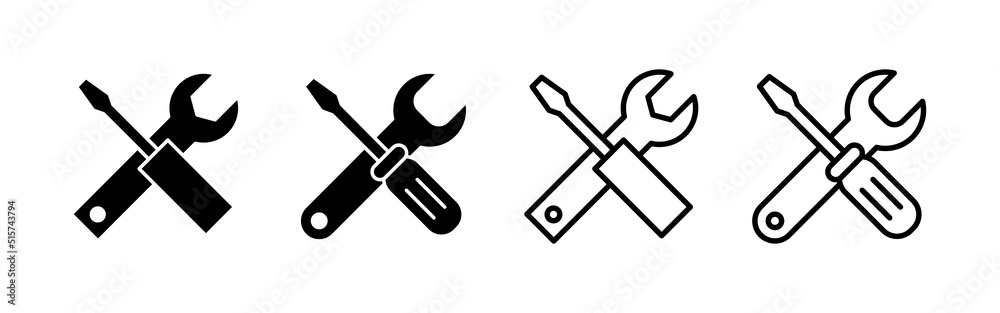 Repair tools icon vector. tool sign and symbol. vectorting icon. Wrench and screwdriver. Service Repair tools icon vector. tool sign and symbol. vectorting icon. Wrench and screwdriver. Service