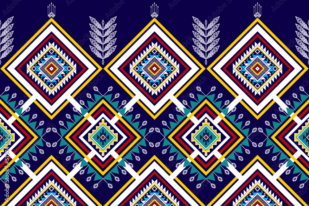 Ikat ethnic seamless pattern design. Aztec fabric carpet mandala ornaments textile decorations wallpaper. Tribal boho native ethnic turkey traditional embroidery vector background 