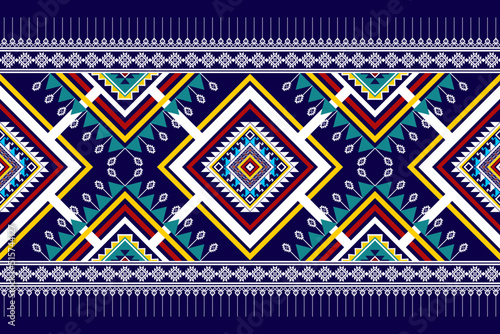 Ikat ethnic seamless pattern design. Aztec fabric carpet mandala ornaments textile decorations wallpaper. Tribal boho native ethnic turkey traditional embroidery vector background 