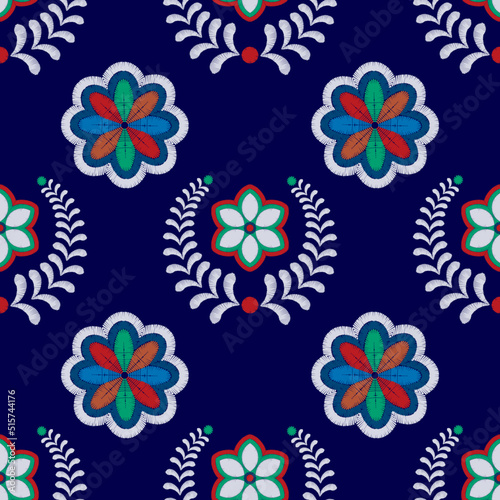 Ikat ethnic seamless pattern design. Aztec fabric carpet mandala ornaments textile decorations wallpaper. Tribal boho native ethnic turkey traditional embroidery vector background 