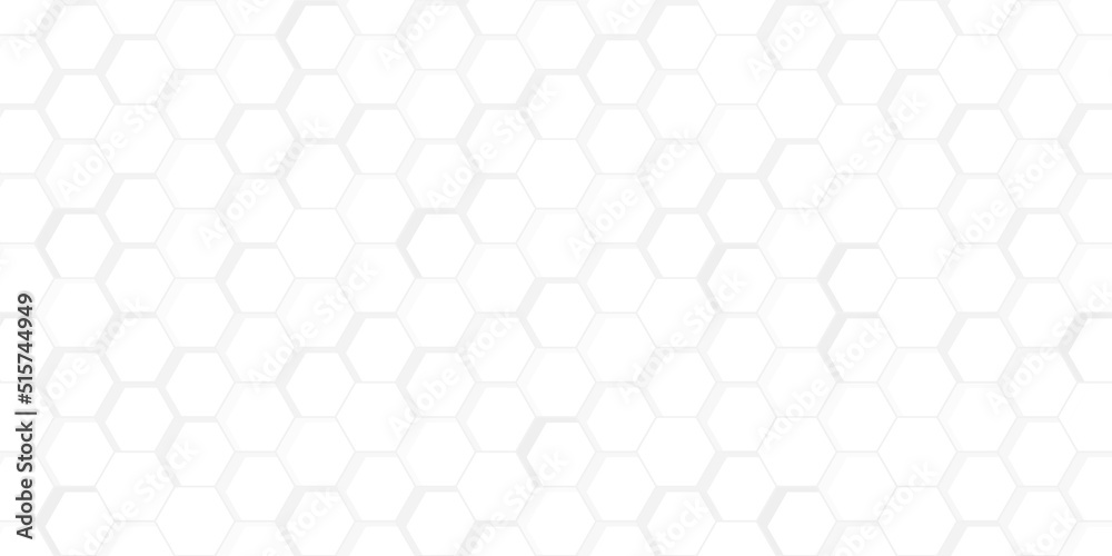 white abstract background with futuristic style and hexagon pattern