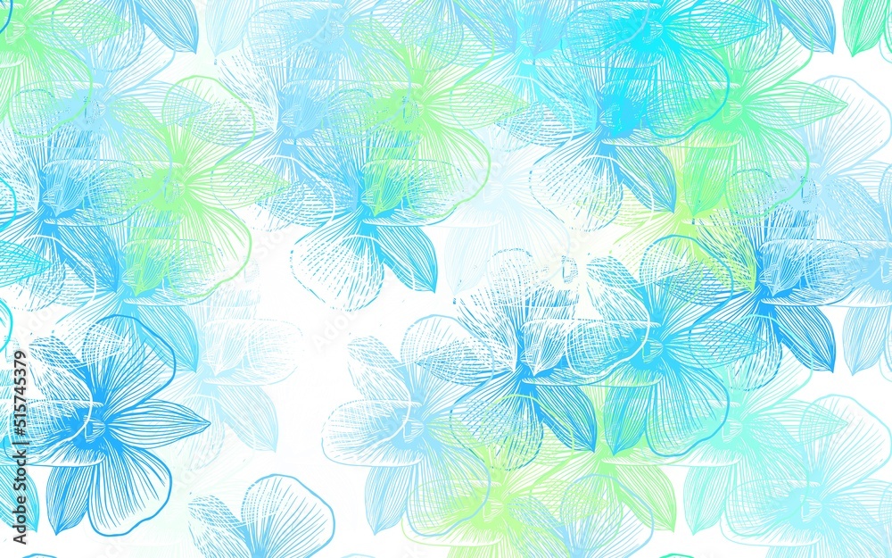 Light Blue, Green vector abstract backdrop with flowers.