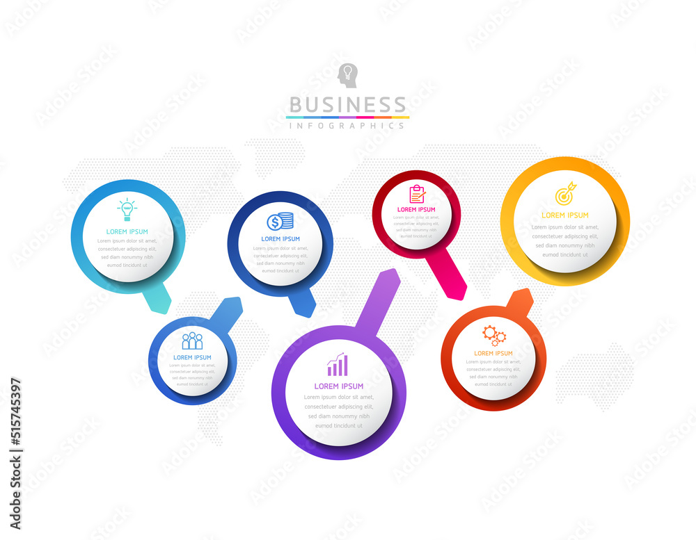 Connecting Steps Infographic Template with 7 Elements Connecting Steps Infographic Template with 7 Elements