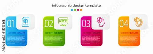 Set line NFT contract, Digital crypto art, and . Business infographic template. Vector
