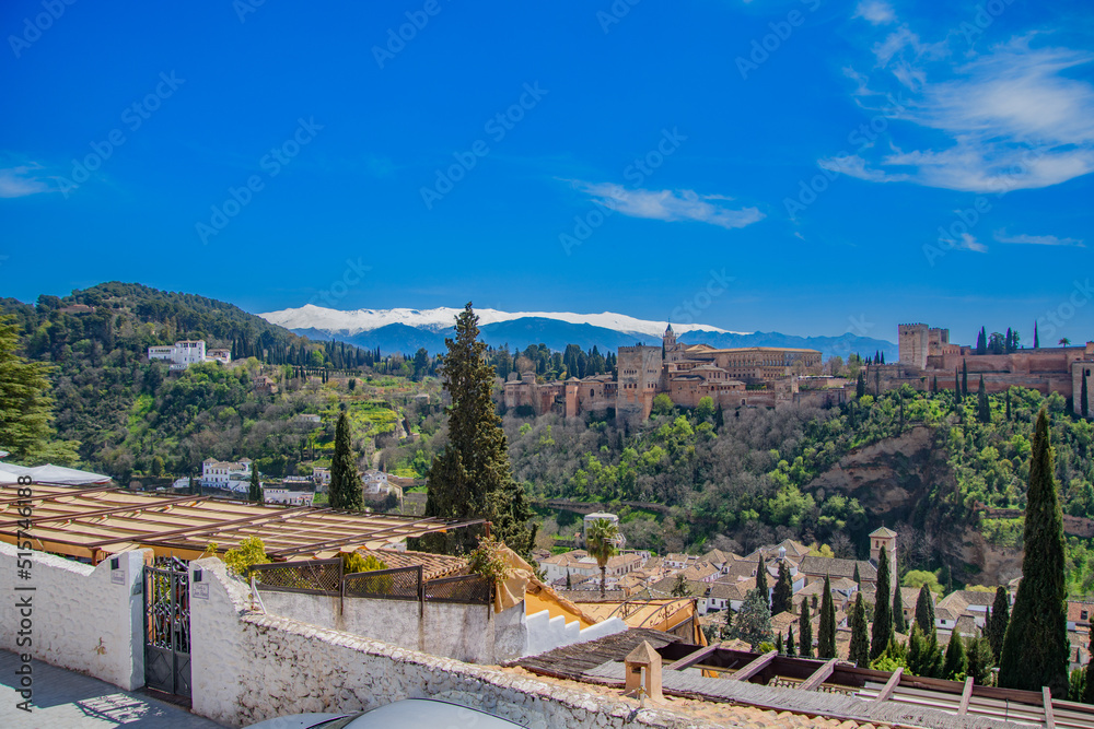 View of the Alhambra in Granada seen from the Albayzin district