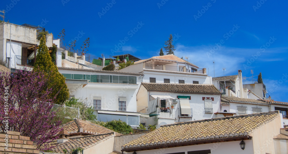 Architecutre of the Albaicin district of Granada in Andalusia, Spain