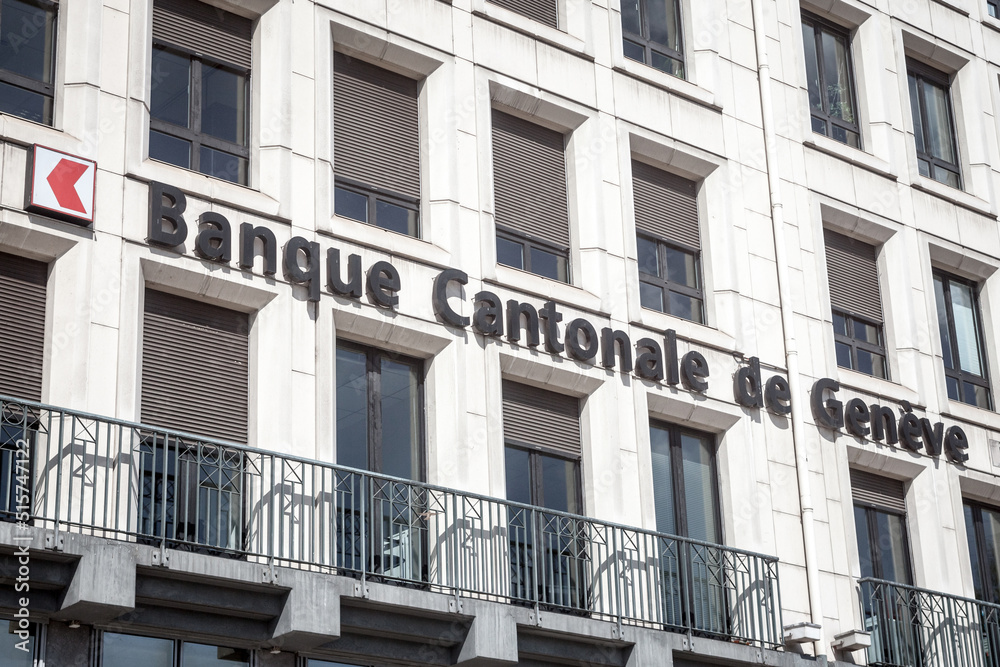 LYON, FRANCE - JULY 13, 2019: Logo of Banque Cantonale de Geneve on ...