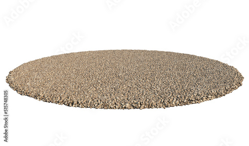 A circular sheet sprinkled with gravel on a white background. © jomphon