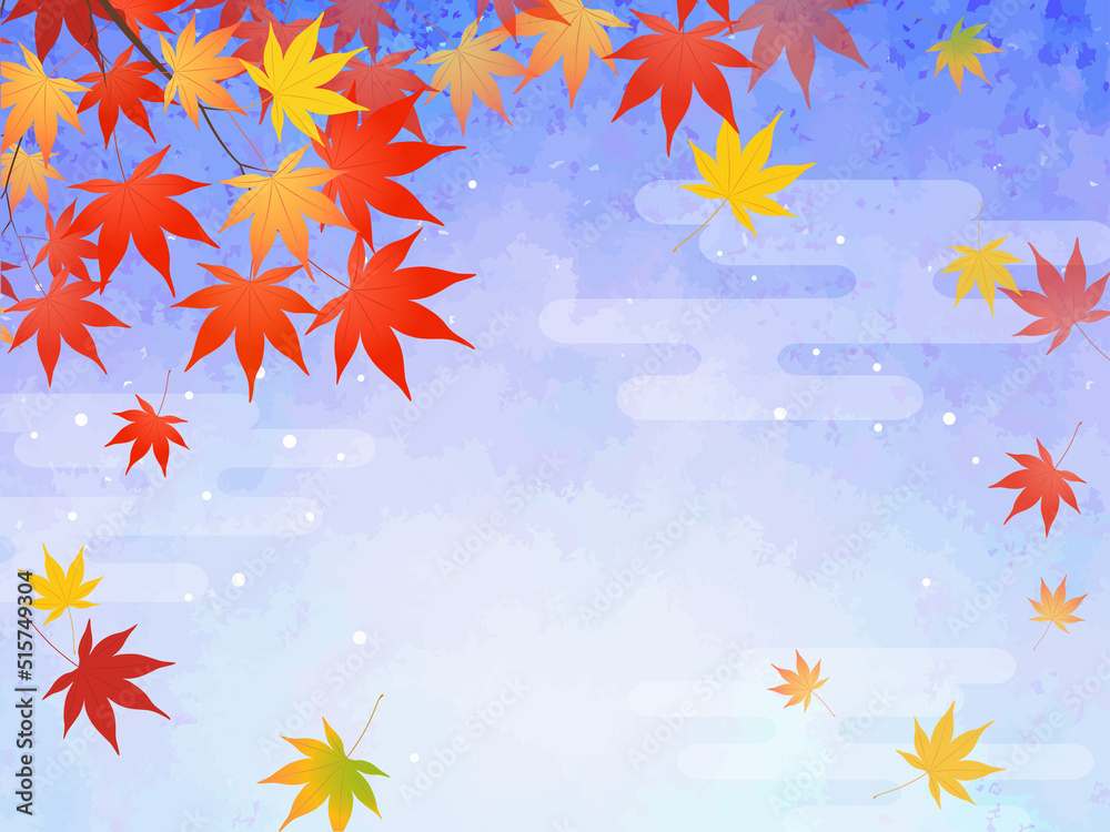 紅葉の和風イメージ背景_ベクターイラスト 紅葉の和風イメージ背景_ベクターイラスト