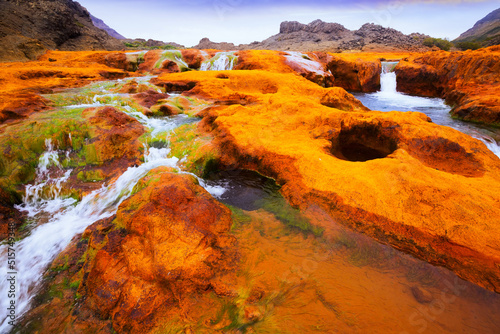 Spectacular view on Agrio River valley and Salto del Agrio in Argentina