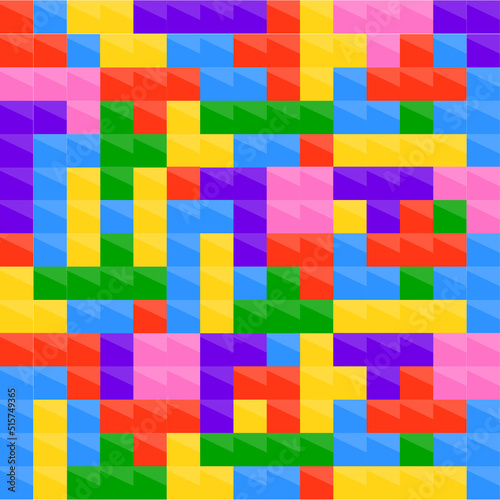colorful tetris figure background. Abstract colorful pattern. Geometric background. Vector illustration. stock image.