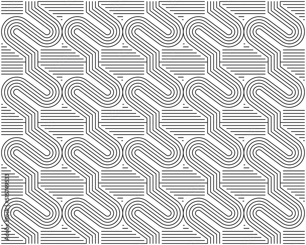 Seamless pattern with black lines. Vector illustration for elegant design. Modern background. Universal geometric pattern.