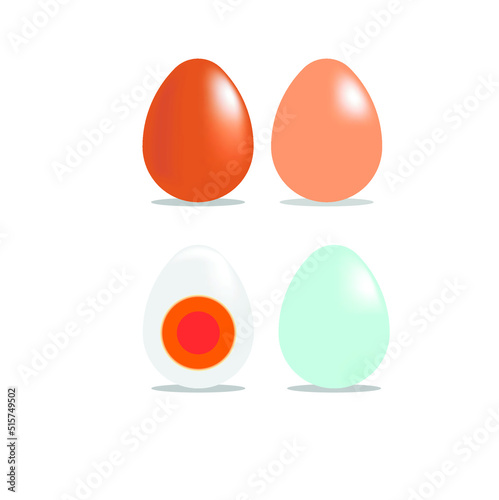 three eggs and a half with white background