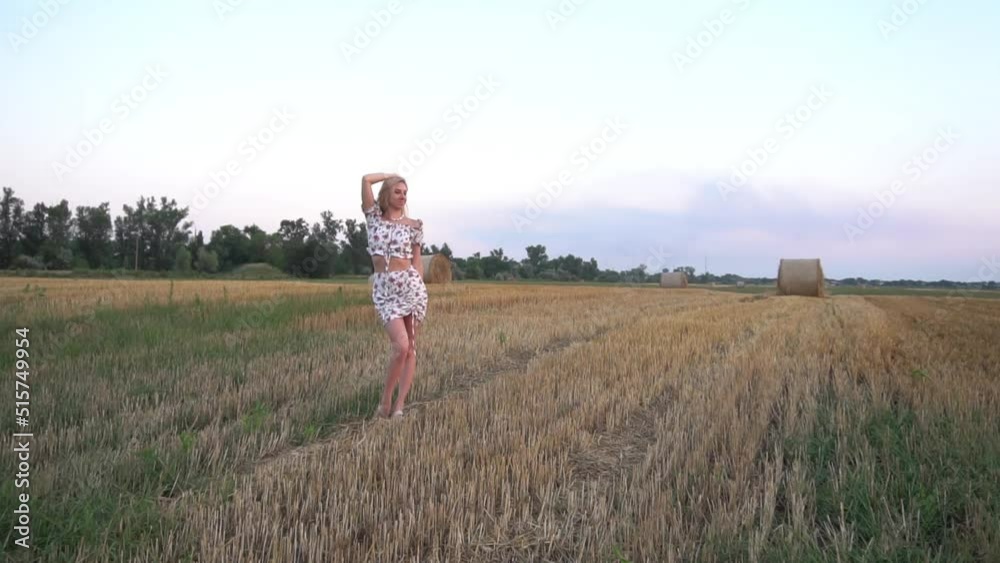 Slow Motion Happy woman in golden wheat Slow Motion Happy woman in golden wheat