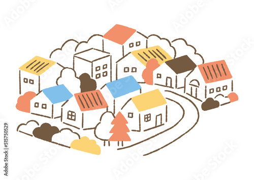 杉の木が目印の住宅街_色