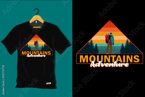 Mountain Adventure Retro T Shirt Design