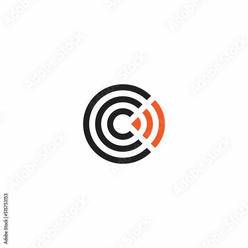 letter c motion triangle round stripes shape geometric logo vector