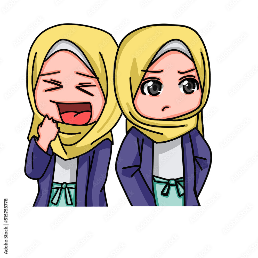 Illustration of young muslim women wearing hijab Illustration of young muslim women wearing hijab