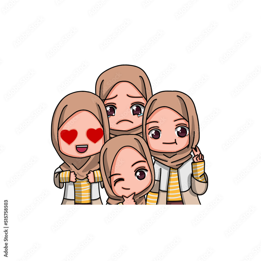 Fototapeta premium Cute Female Muslim Character.