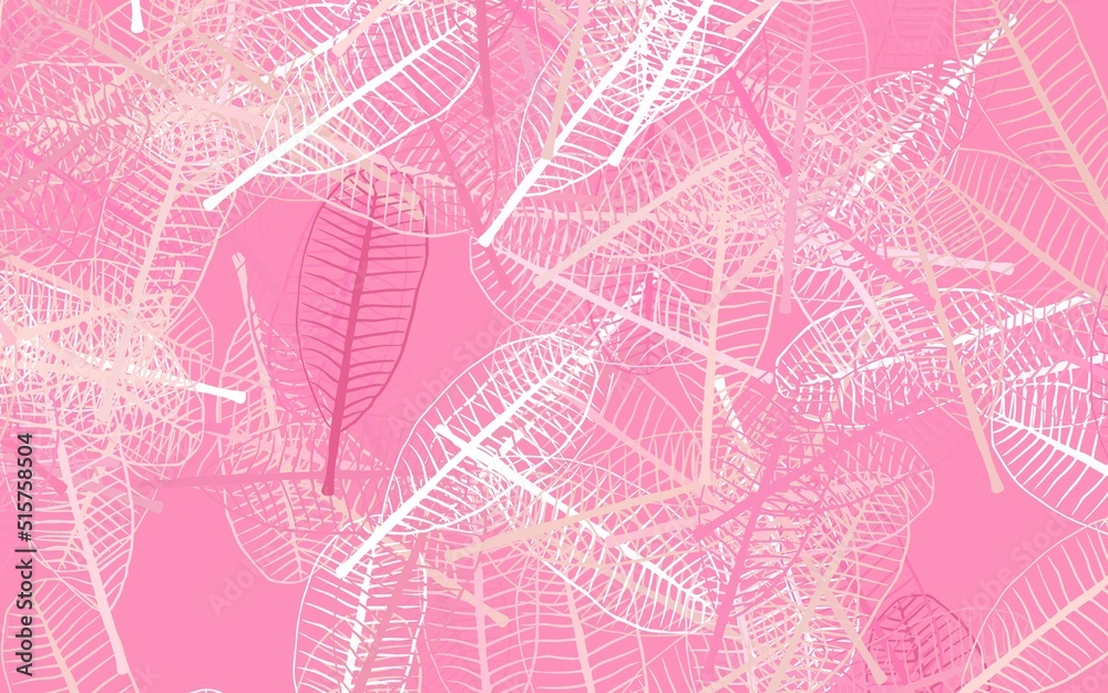 Light Pink vector natural background with leaves.