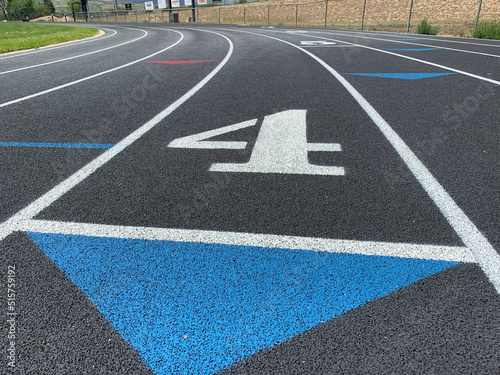 Track and field starting lanes numbered 