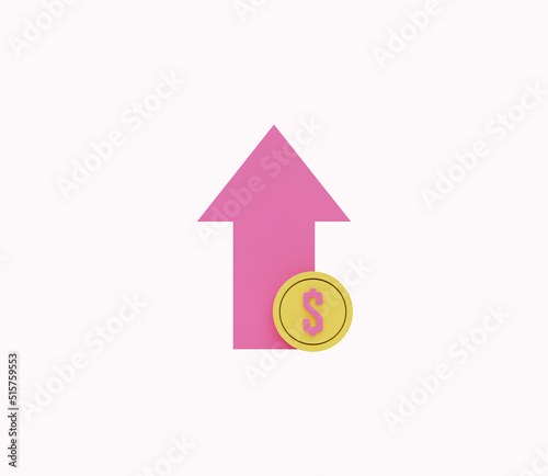 3D up arow and dollar coin icon. 3d render illustration Free Download 3D up arow and dollar coin icon. 3d render illustration - GFXLoad