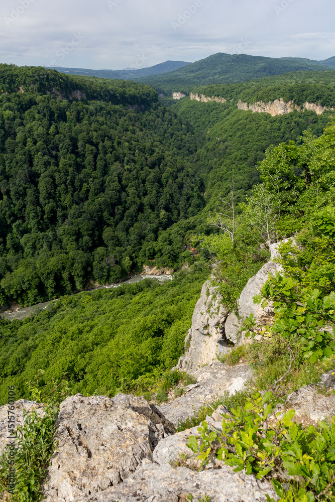 Fototapeta premium summer, sunny day, mountains, traveling through the mountain range in the wild.