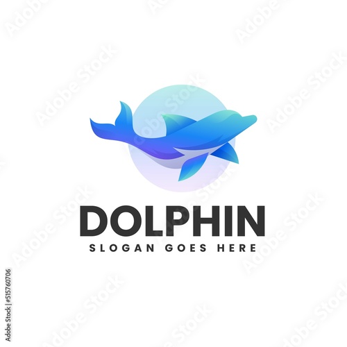 Vector Logo Illustration Dolphin Gradient Colorful Style.