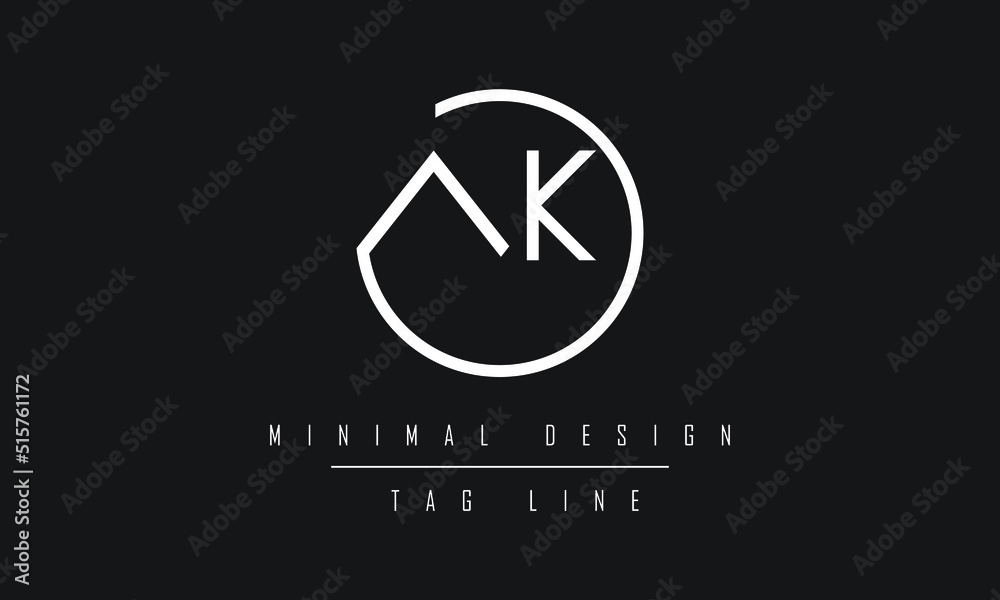 KA or AK Logo Design Vector Art Illustration  - obrazy, fototapety, plakaty 