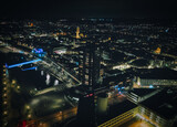 Miasto nocą.Zdjęcie z drona.