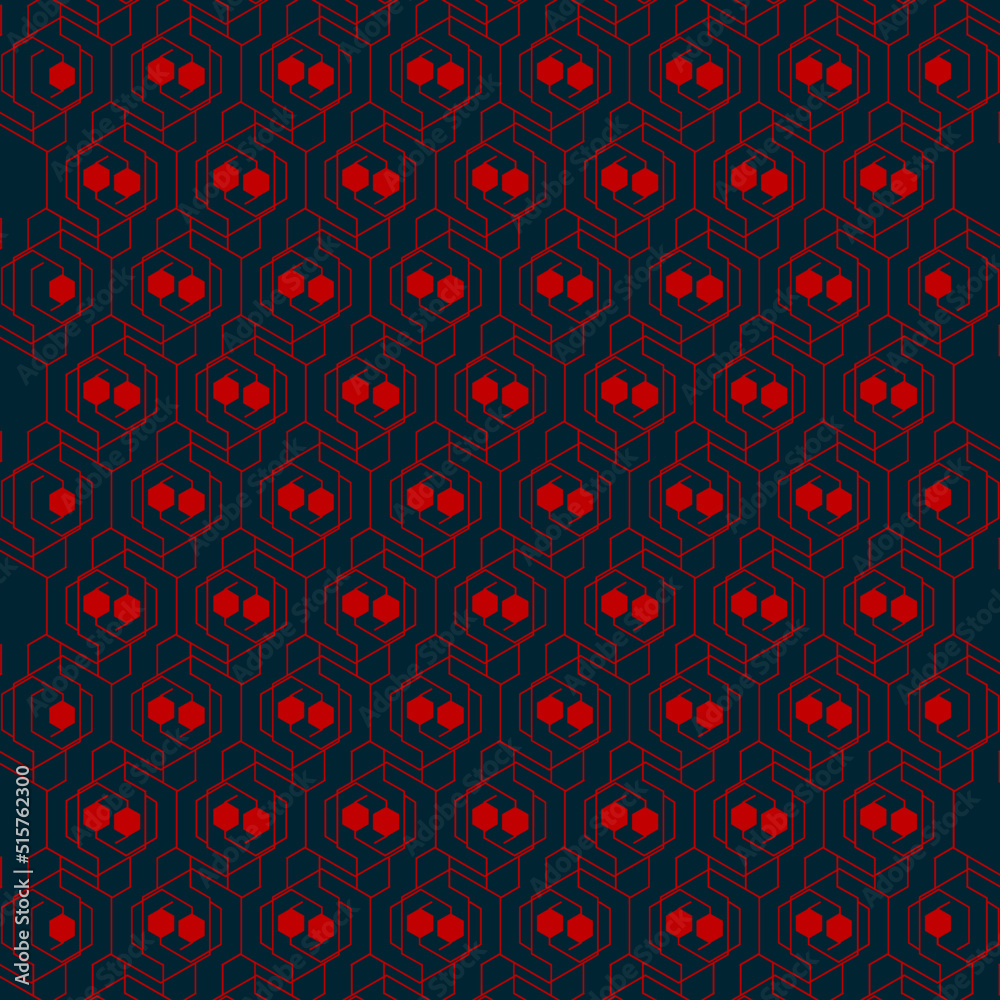 geometric pattern with red and black hexagons geometric pattern with red and black hexagons