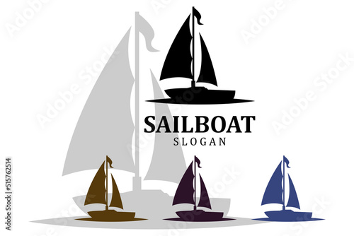 Asian Traditional Sailboat symbol design logo