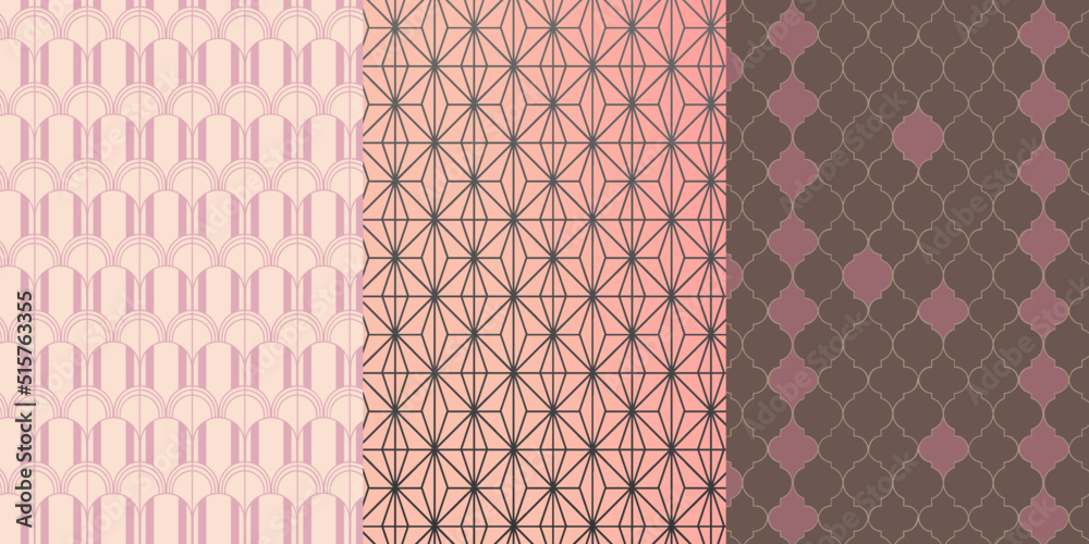 set of geometric patterns pastel colors