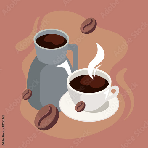 coffee isometric kettle with cup